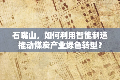 石嘴山，如何利用智能制造推动煤炭产业绿色转型？