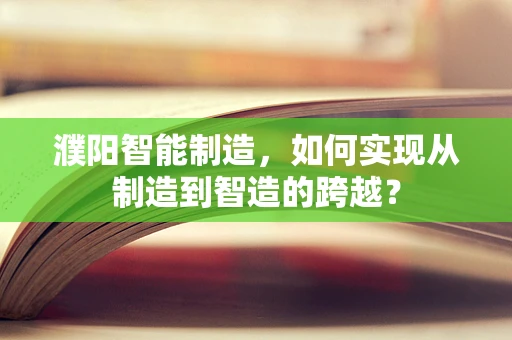 濮阳智能制造，如何实现从制造到智造的跨越？