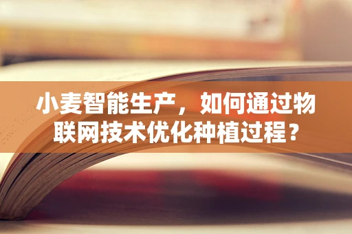 小麦智能生产，如何通过物联网技术优化种植过程？