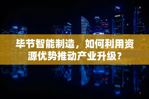 毕节智能制造，如何利用资源优势推动产业升级？